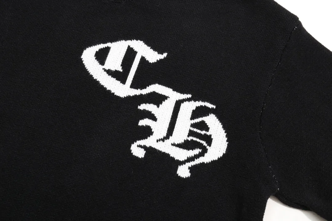 P300 Chrome Hearts Chrome Hearts Classic Horseshoe Round Neck Wool Sweater Color: Orange Black Size: S M L XL XXL